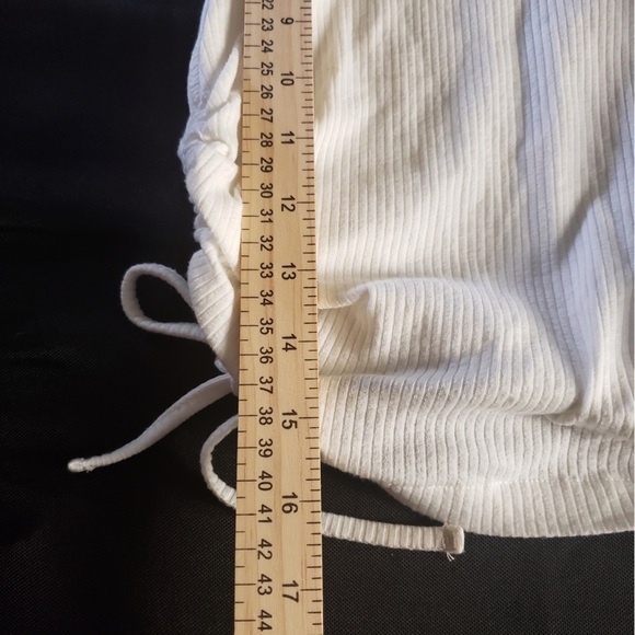Zara‎ Cinch Side Turtle Neck Ribbed White Tank Top Small - Picture 5 of 5